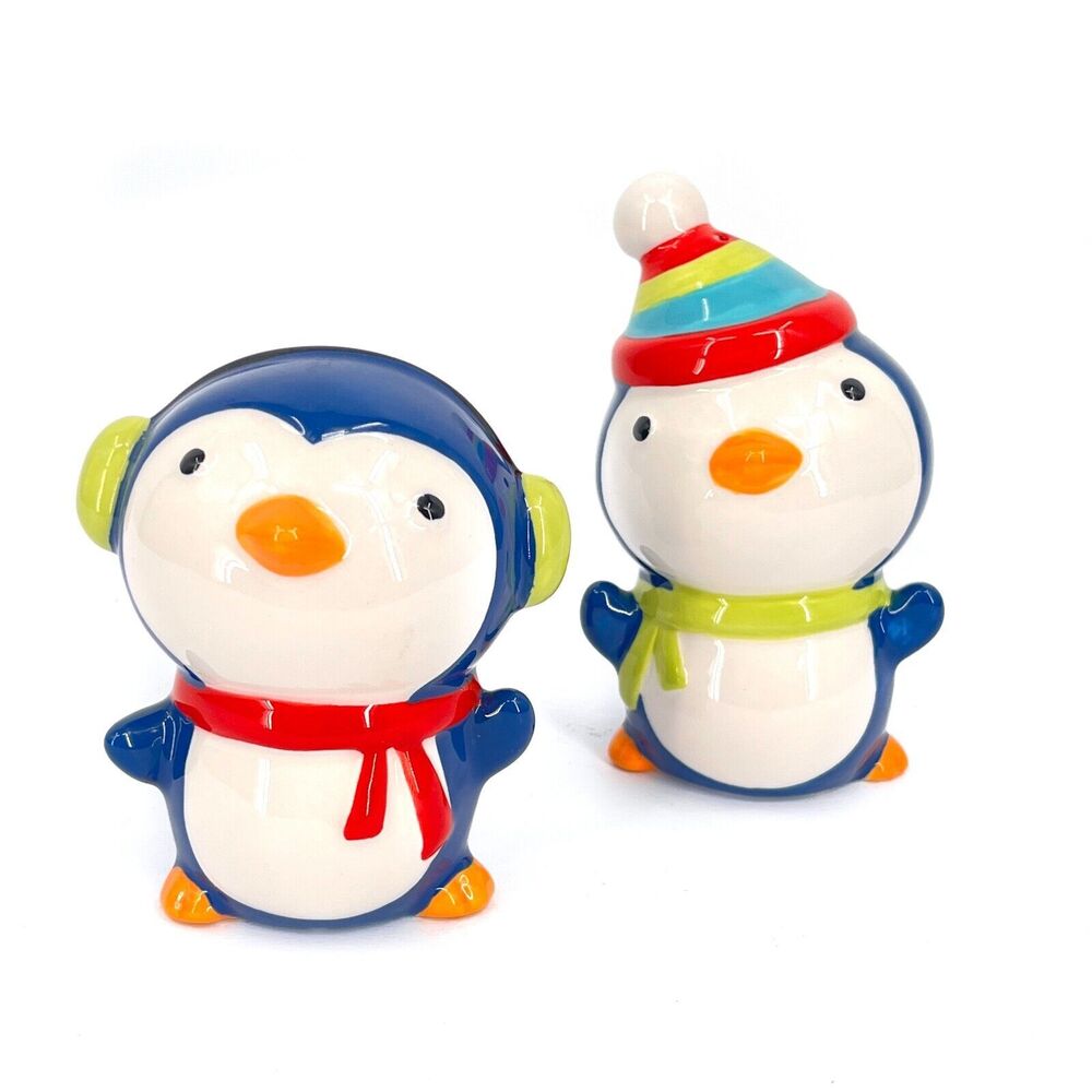 Penguin Ceramic Salt and Pepper Shaker Set with Hat and Earmuffs Target 2012